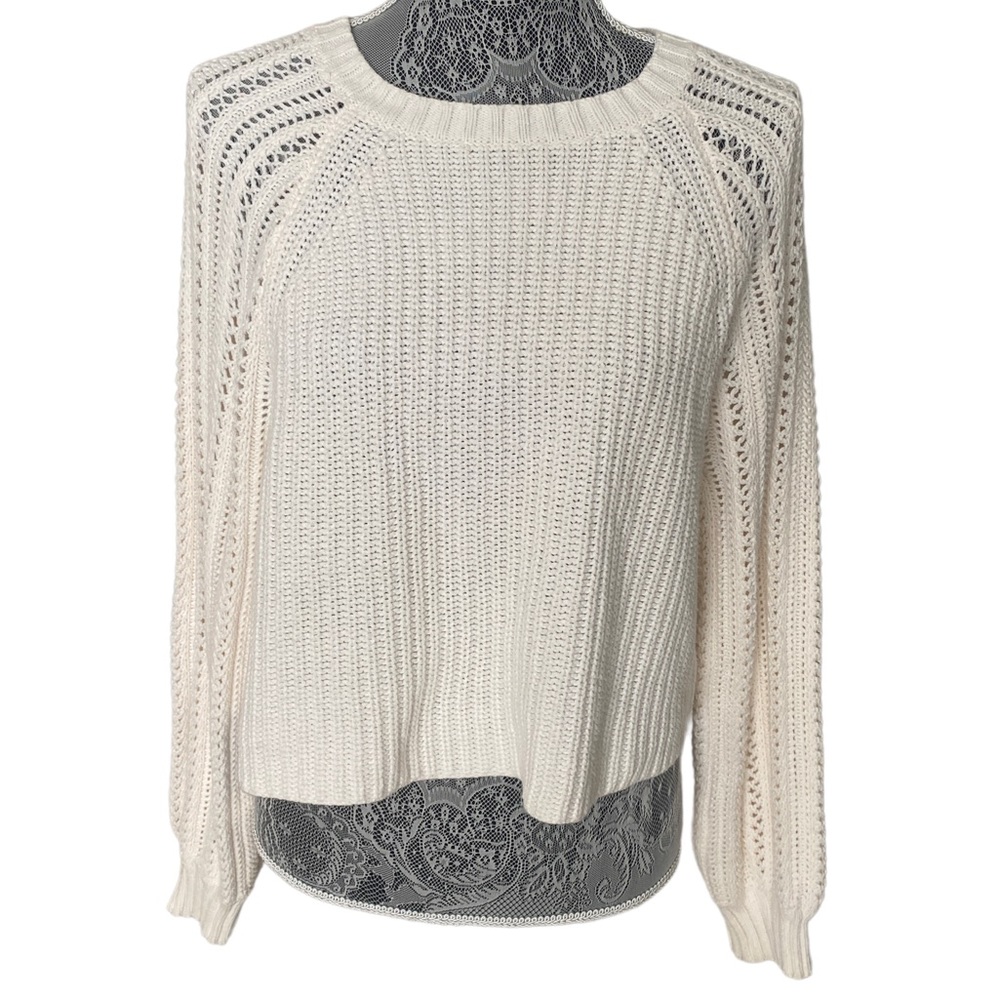 American Eagle Cream Colored Women’s Cropped Knit Sweater, AEO Sweater